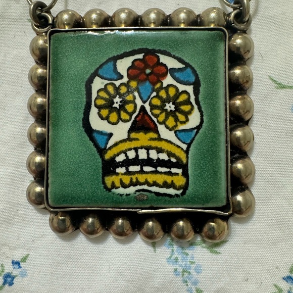 Authentic Sterling Silver Day of The Dead Necklace - Picture 1 of 4